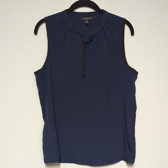 Banana Republic Blue Sleeveless Mandarin Collar Blouse - Picture 1 of 7